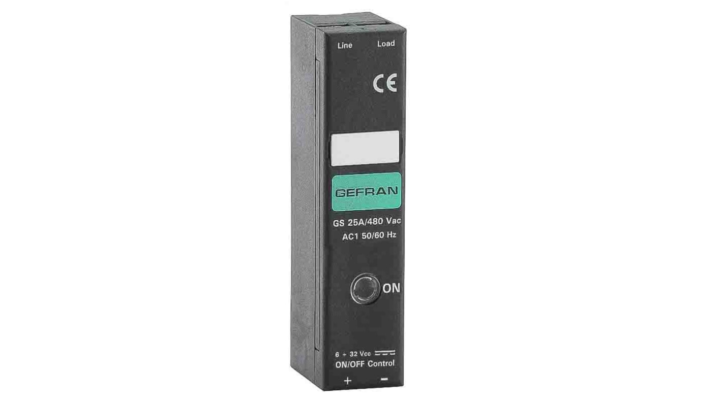 Relé de estado sólido Gefran GS, control 6 → 32 V dc, carga 24 → 280V ac, 15 A máx., montaje en panel