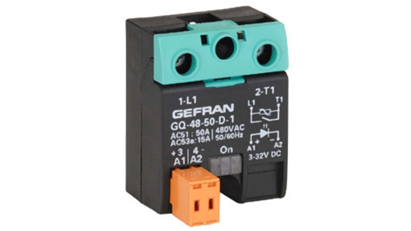 Relé de estado sólido Gefran GQ, control 20 → 260 V ac/dc, carga 48 → 600V ac, 50 A máx., montaje en PCB