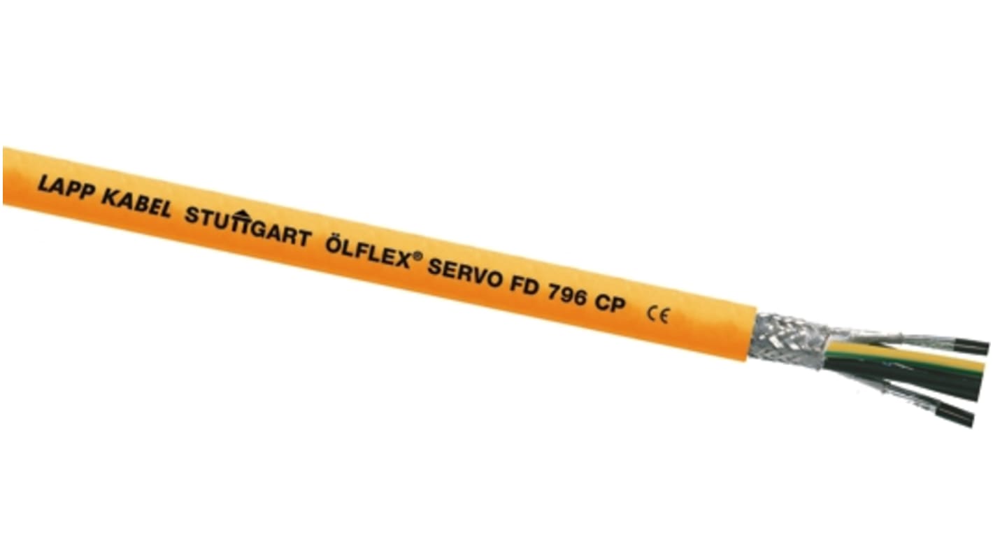 Lapp ÖLFLEX SERVO FD Control Cable, 4+(2x2) Cores, 1.5mm²+0.75mm², Screened, 50m, Orange PUR Sheath, 18 AWG