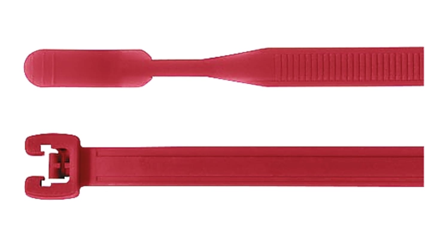 HellermannTyton Cable Tie, 155mm x 2.5 mm, Red Nylon, Pk-100