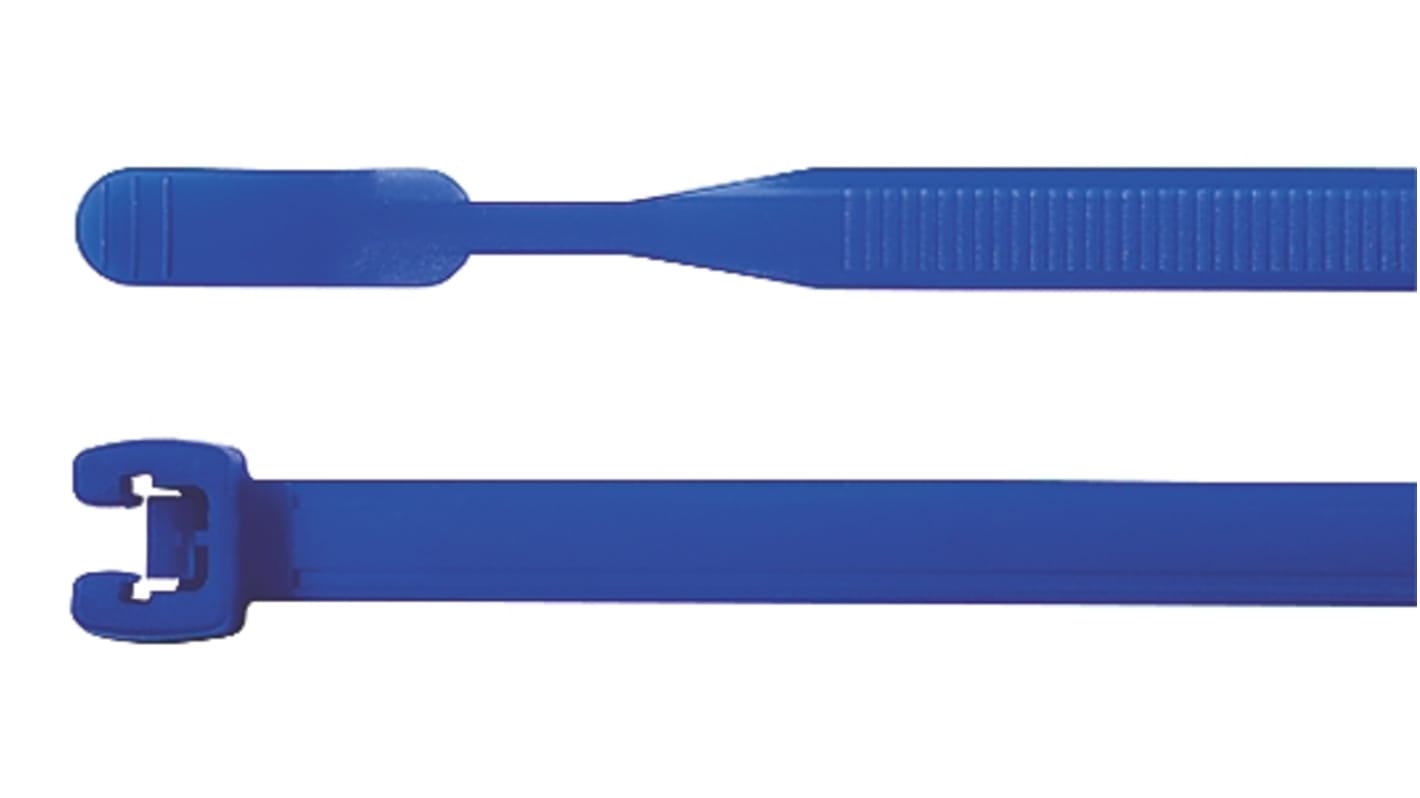 HellermannTyton Q50I Nylon 66 Kabelbinder Q-Kabelbinder Blau 4,7 mm x 290mm, 100 Stück