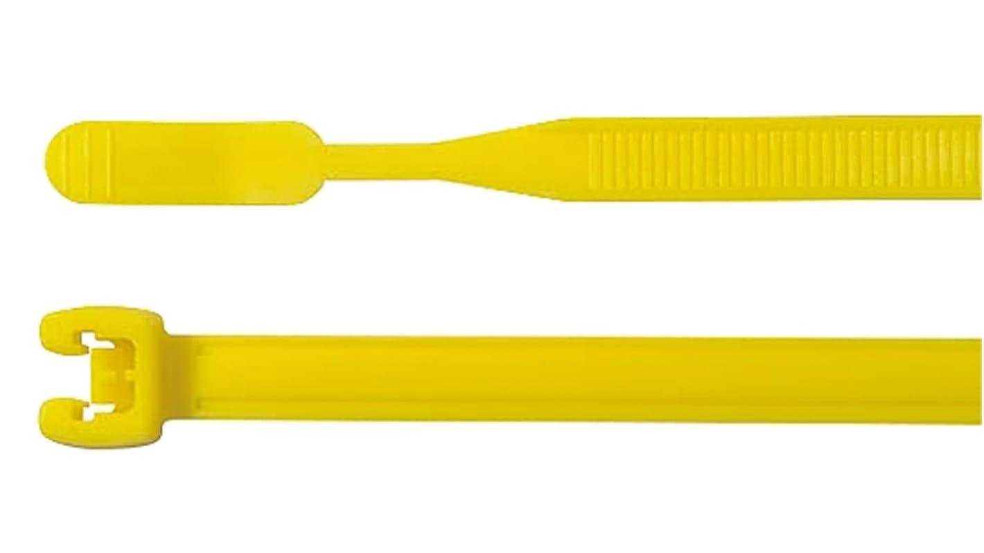 HellermannTyton Cable Tie, 155mm x 2.5 mm, Yellow Nylon, Pk-100