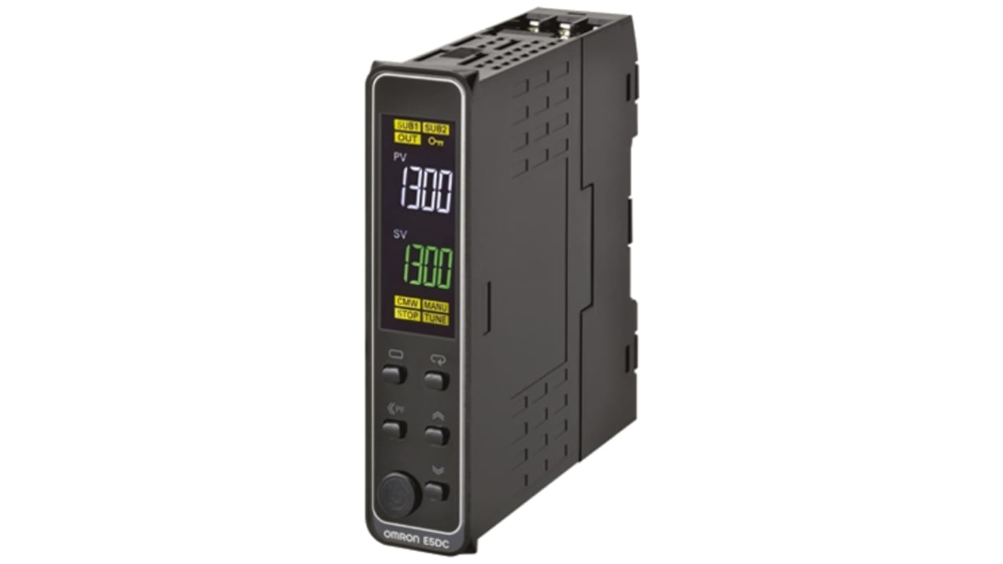 Omron E5DC DIN Rail, Panel Mount PID Temperature Controller, 22.5mm, 2 Output SSR, Solid State Relay, Logic, 100 → 240
