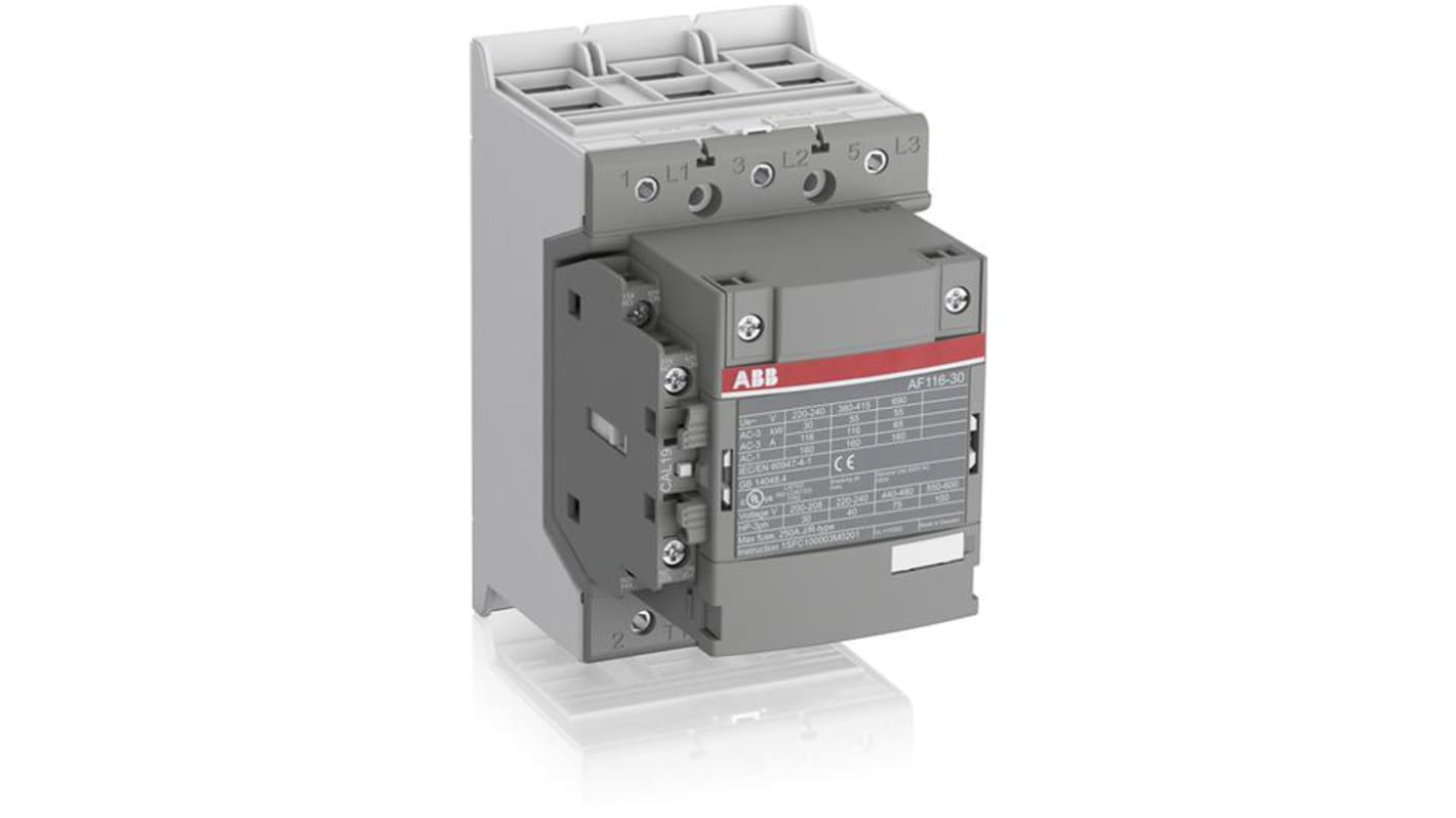 Contattore ABB, serie AF, 3 poli, 3 NA, 200 A, 75 kW, bobina 230 V ca