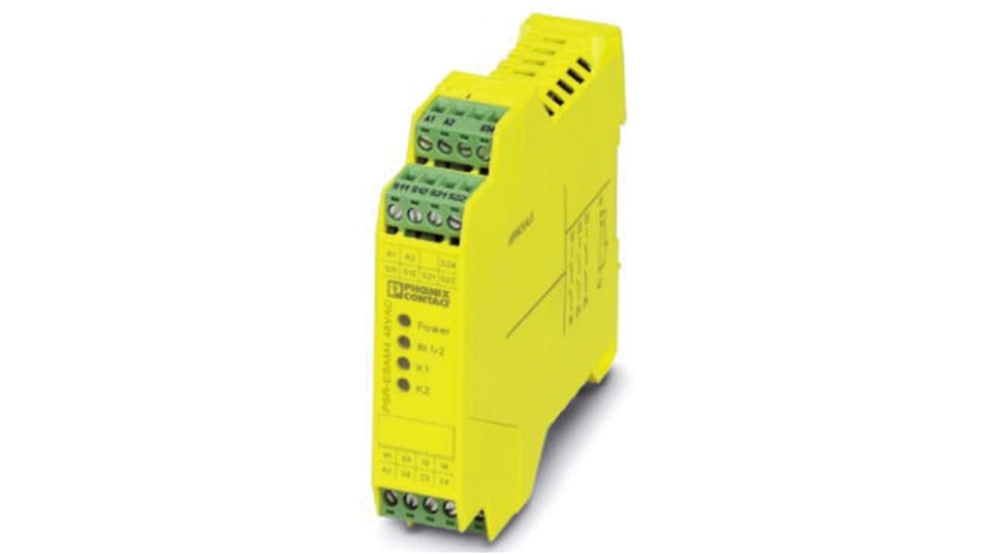 Phoenix Contact Dual-Channel Safety Switch/Interlock Safety Relay, 24V dc, 4 Safety Contacts