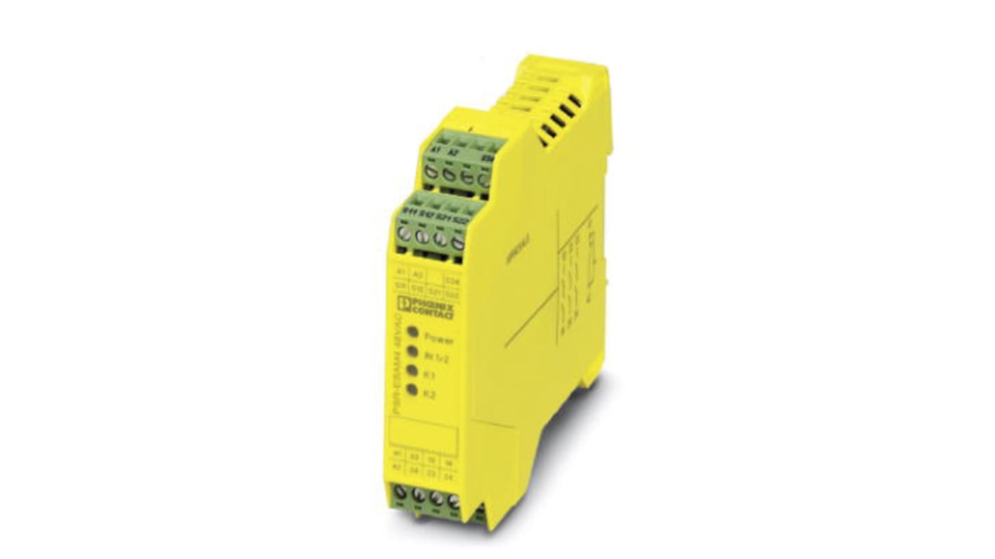 Phoenix Contact Dual-Channel Safety Switch/Interlock Safety Relay, 120V ac/dc, 4 Safety Contacts