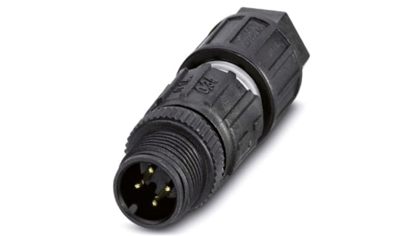 Phoenix Contact Circular Connector, 4 Contacts, Cable Mount, M12 Connector, Plug, Male, IP65, IP67, SACC Series