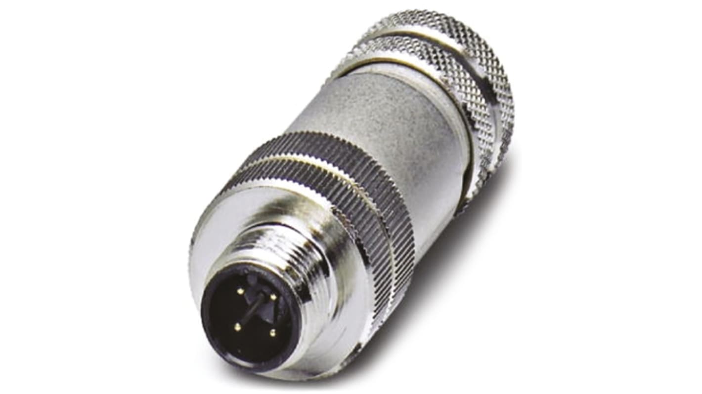 Phoenix Contact Circular Connector, 4 Contacts, Cable Mount, M12 Connector, Plug, Male, IP67, SACC Series