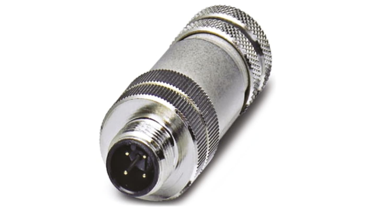 Phoenix Contact Circular Connector, 4 Contacts, Cable Mount, M12 Connector, Plug, Male, IP67, SACC Series