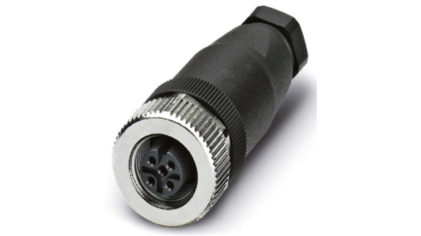 Conector circular Phoenix Contact hembra serie SACC de 5 vías hembra, tamaño carcasa M12, montaje aéreo, IP67