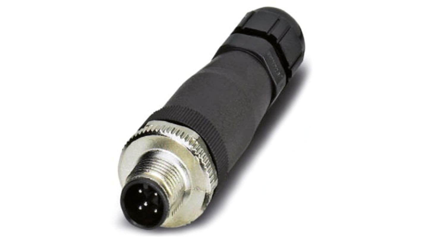 Conector circular Phoenix Contact macho serie SACC de 5 vías macho, tamaño carcasa M12, montaje aéreo, IP67