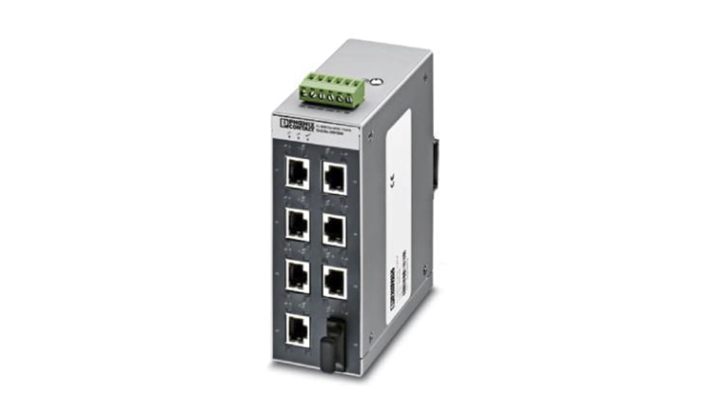 Phoenix Contact FL SWITCH SFNT 7TX/FX Series DIN Rail Mount Ethernet Switch, 7 RJ45 Ports, 100Mbit/s Transmission, 24V