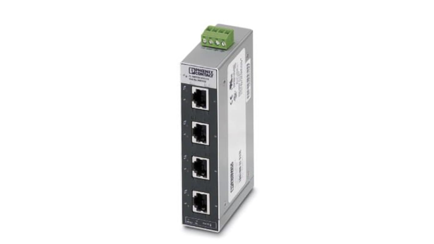 Phoenix Contact FL SWITCH SFN-24VAC Series DIN Rail Mount Ethernet Switch, 5 RJ45 Ports, 100Mbit/s Transmission, 24V dc