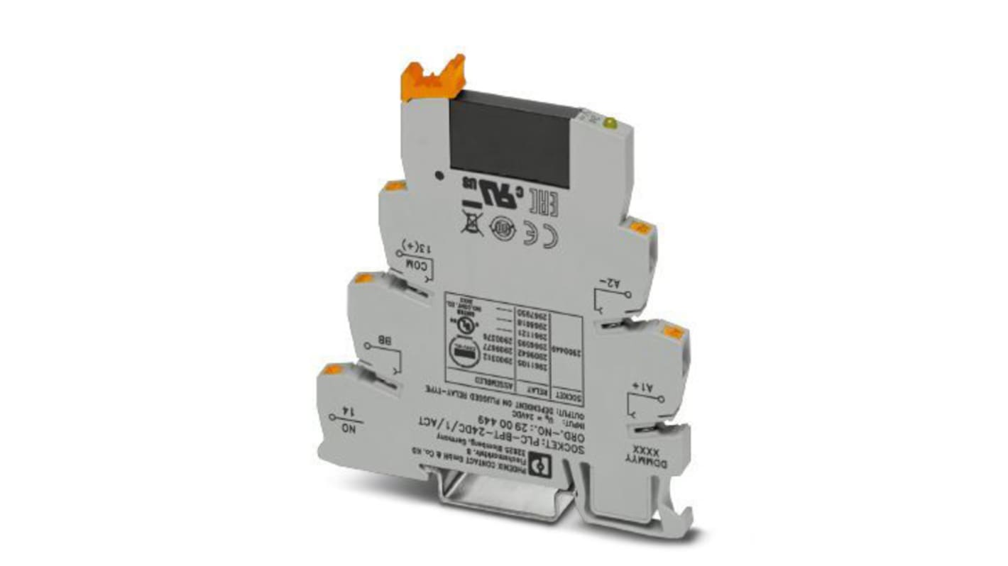 Phoenix Contact PLC-BPT 5V dc DIN Rail Relay Socket