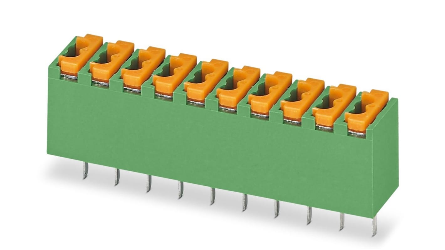 Phoenix Contact FK-MPT 0.5/8-3.5 Series PCB Terminal Block, 8-Contact, 3.5mm Pitch, Through Hole Mount, 1-Row, Spring