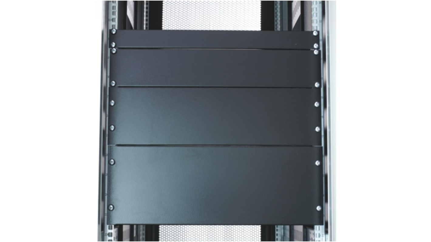 Panel stelażowy Panel zaślepiający do szafy RACK RS PRO moduły stelażowe 1U szerokość 9mm 483 x 9mm Szary