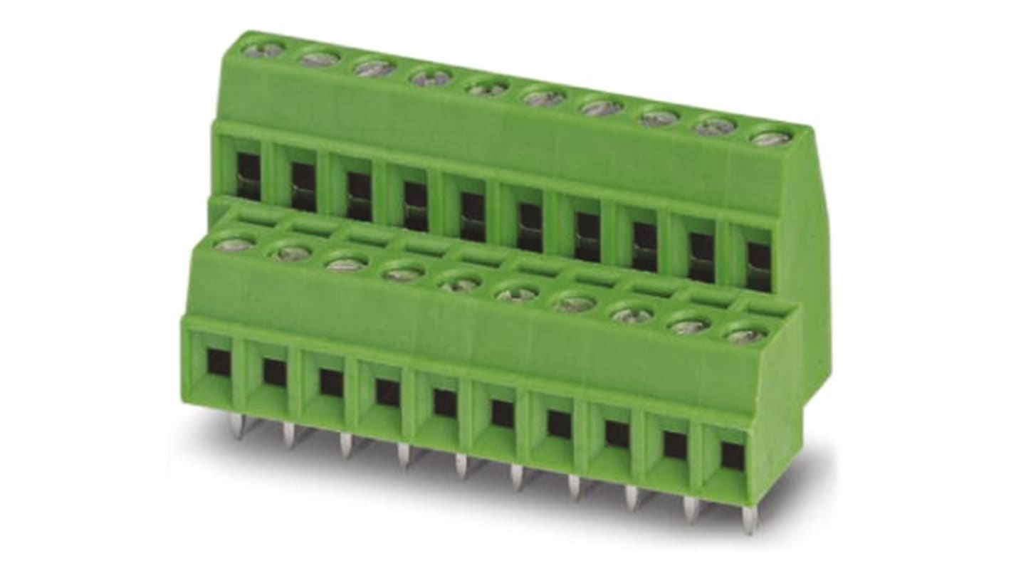 Phoenix Contact MKKDS Series PCB Terminal Block, 9-Contact, 3.81mm Pitch, Through Hole Mount, 2-Row, Screw Termination