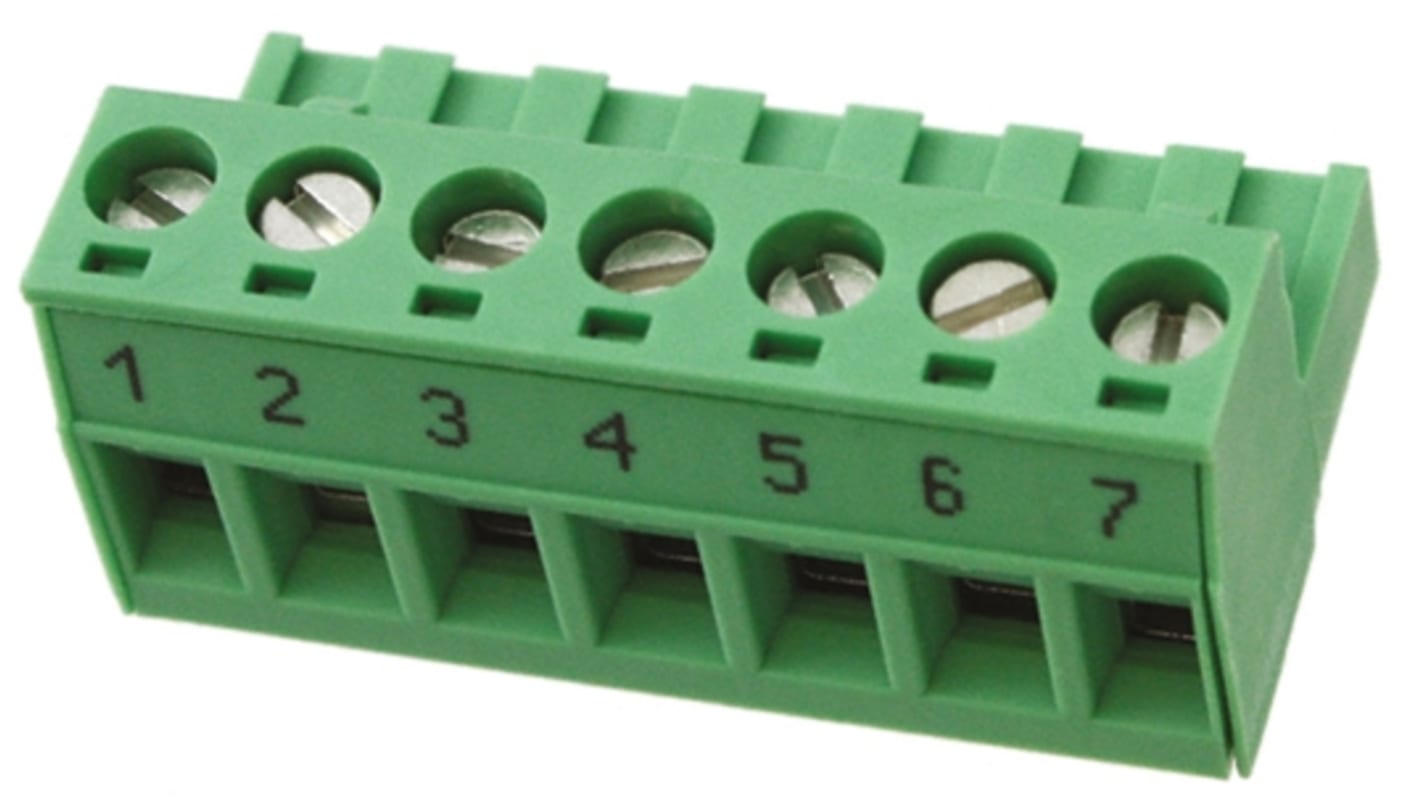 Phoenix Contact STB 3/4-ST-5.08 Series PCB Terminal Block, 4-Contact, 5.08mm Pitch, Plug-In, 1-Row, Screw Termination