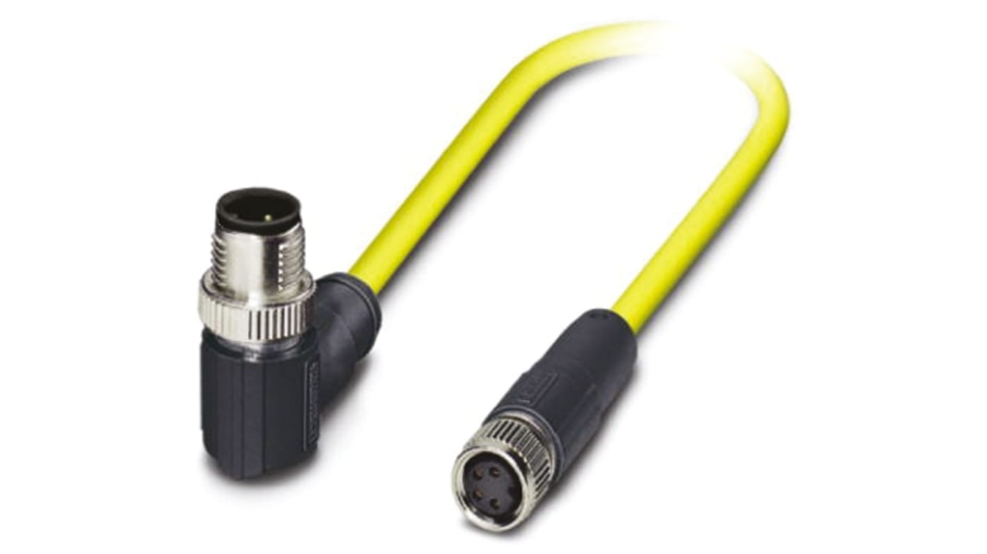 Phoenix Contact Straight Female 4 way M8 to Right Angle Male 4 way M12 Sensor Actuator Cable, 500mm