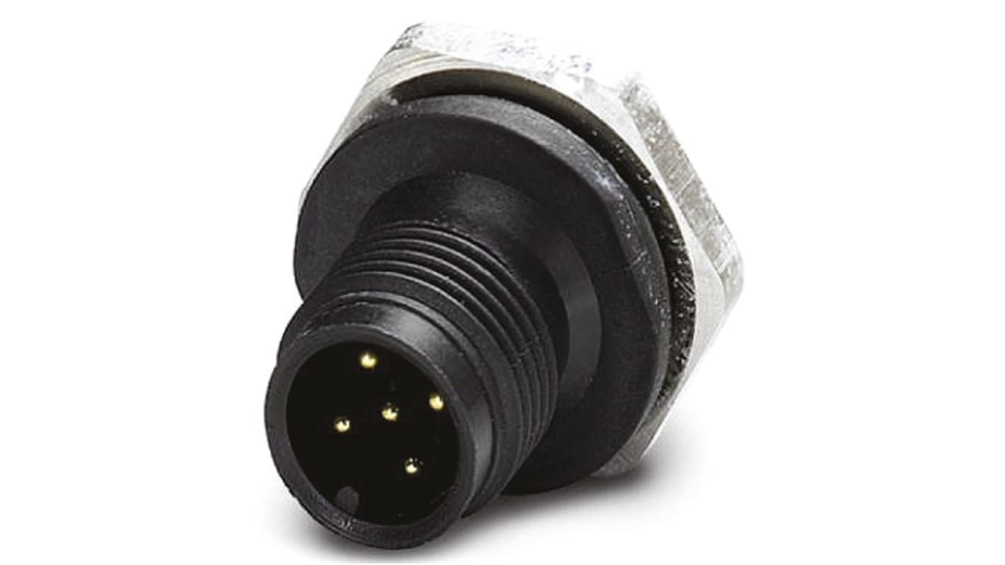 Conector circular Phoenix Contact macho serie SACC de 5 vías macho, tamaño carcasa M12, Montaje pasante, IP67