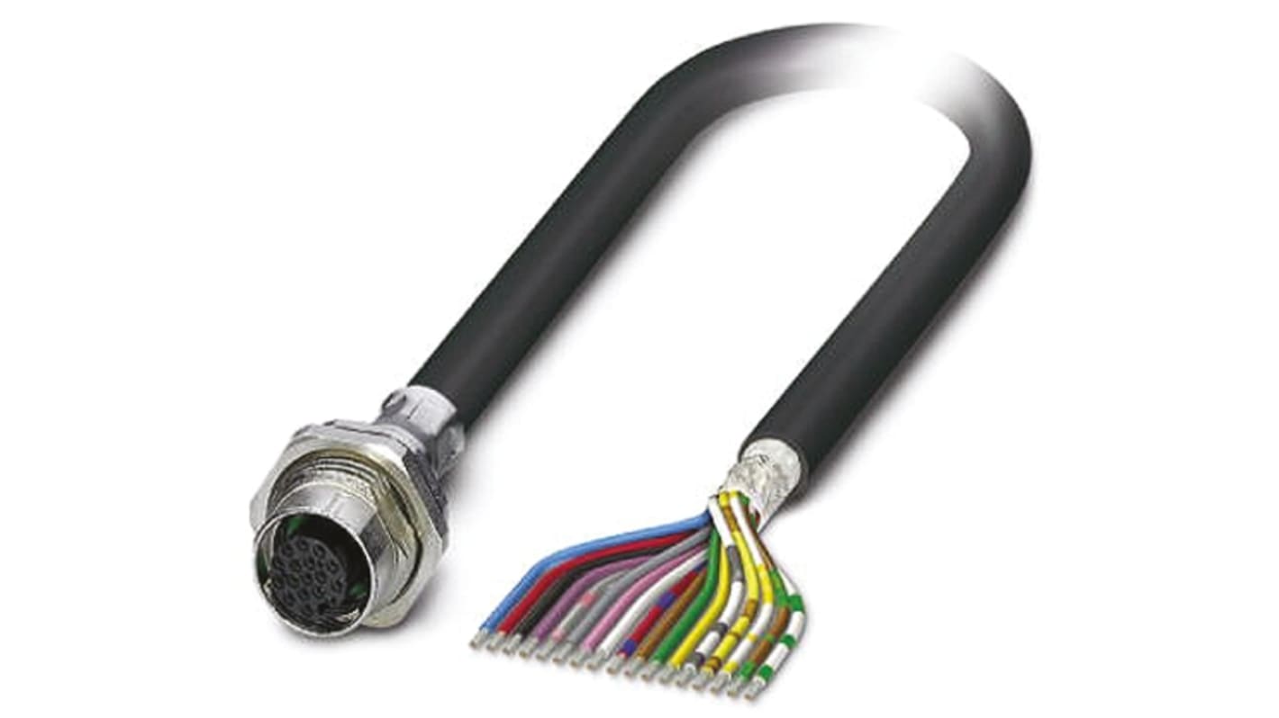 Phoenix Contact Female 17 way M12 to Sensor Actuator Cable, 1m