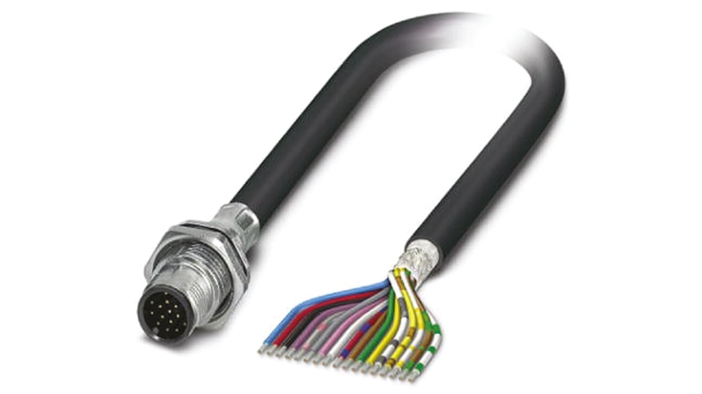 Cable de conexión Phoenix Contact, con. A M12 Macho, 17 polos, long. 1m, 30 V, 1,5 A, IP67