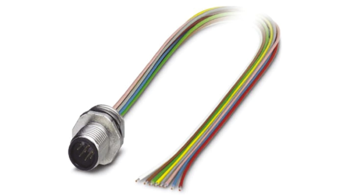 Conector circular Phoenix Contact hembra serie SACC de 8 vías macho, Montaje pasante, IP67