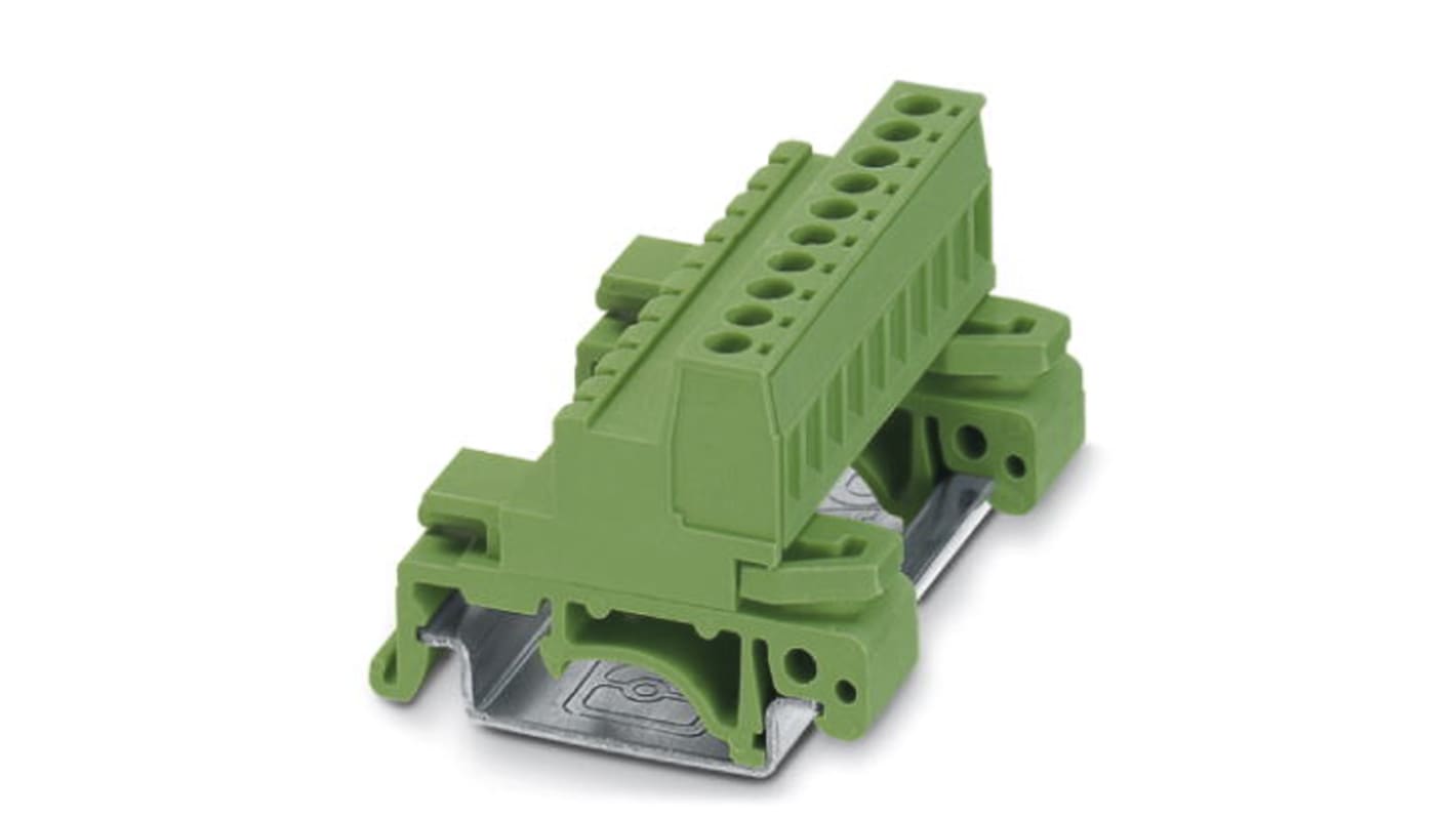 Bloc de jonction rail DIN Phoenix Contact UMSTBHK 2.5/10-G, 0.2 → 2.5mm², A visser, Vert