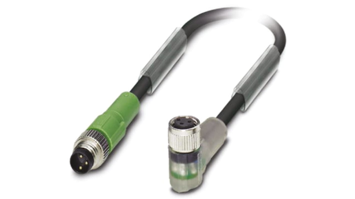 Cable de conexión Phoenix Contact, con. A M8 Hembra, 3 polos, con. B M8 Macho, 3 polos, cod.: A, long. 600mm