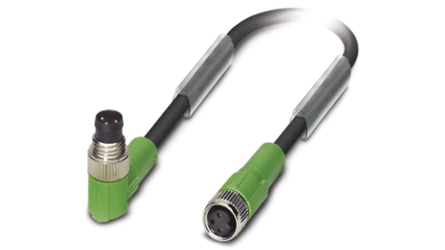 Phoenix Contact SAC-3P-M 8MR/0.3-PUR/M 8FS konfektioniertes Sensorkabel 3-adrig, Buchse gerade / M8 Stecker gewinkelt,