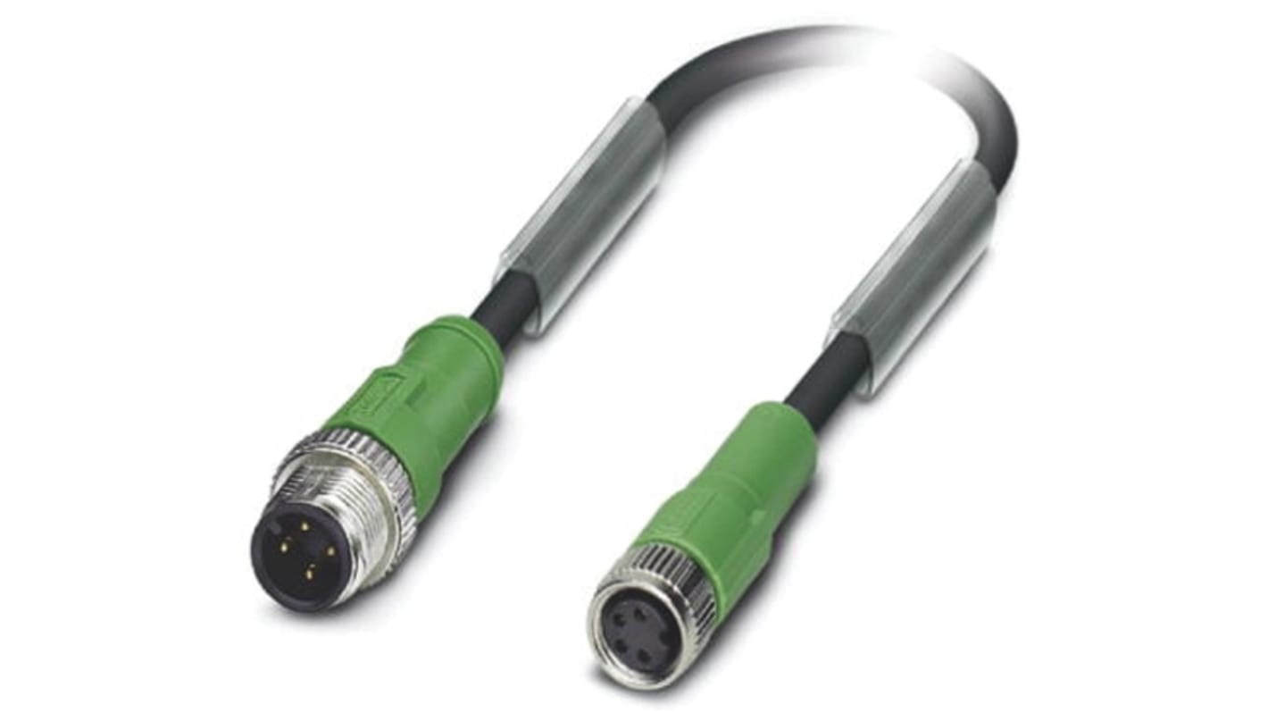 Cable de conexión Phoenix Contact, con. A M8 Hembra, 4 polos, con. B M12 Macho, 4 polos, cod.: A, long. 1.5m, 100 V, 4