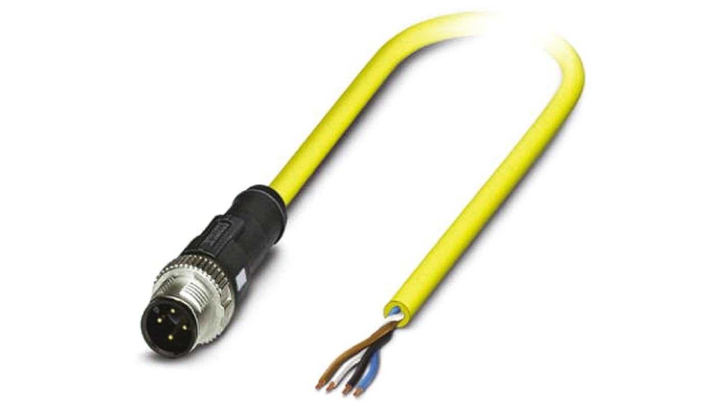 Cable de conexión Phoenix Contact, con. A M12 Macho, 4 polos, con. B Sin terminación, cod.: A, long. 2m