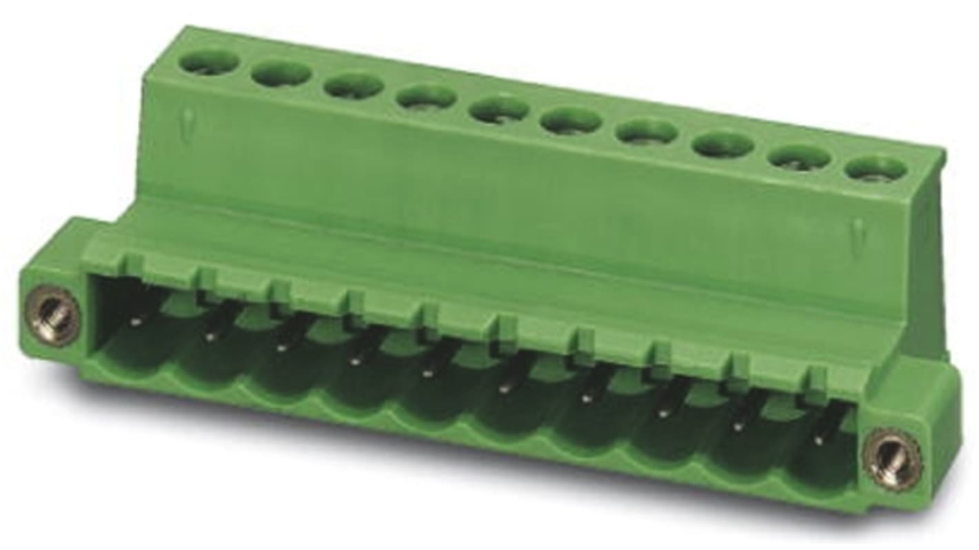 Borne enchufable para PCB Hembra Phoenix Contact de 12 vías , paso 5.08mm, 12A, de color Verde, montaje De inserción,