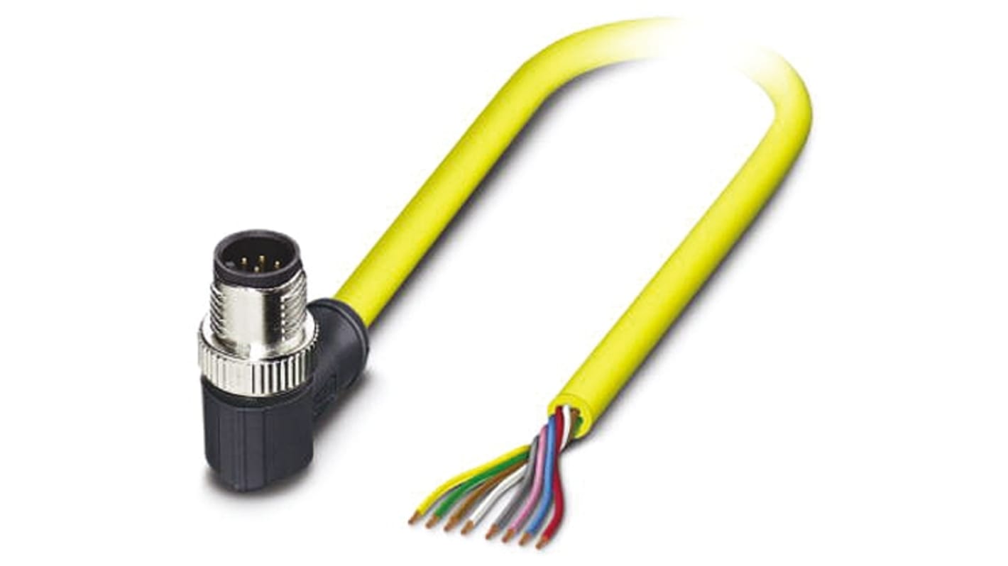 Phoenix Contact Right Angle Male 8 way M12 to Unterminated Sensor Actuator Cable, 5m