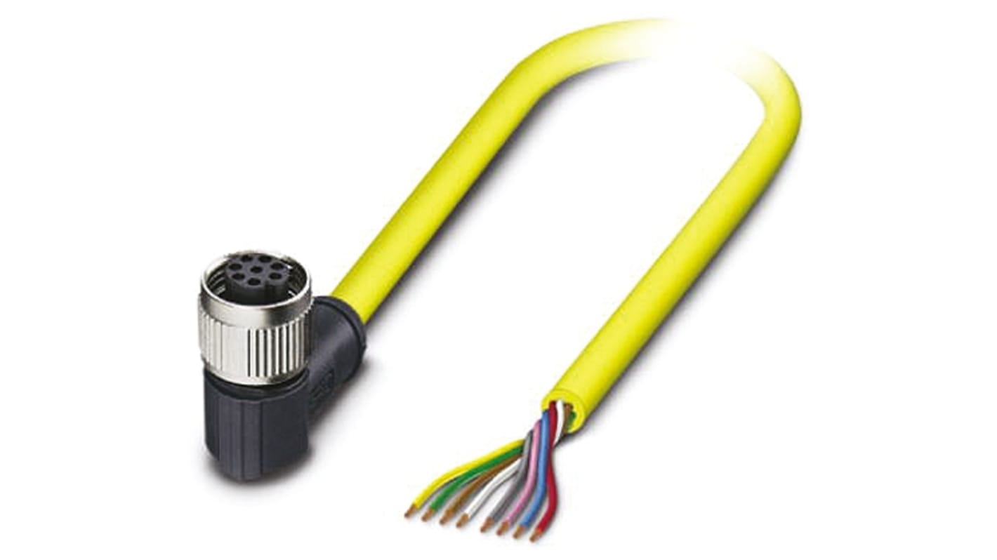 Phoenix Contact Right Angle Female 8 way M12 to Unterminated Sensor Actuator Cable, 5m