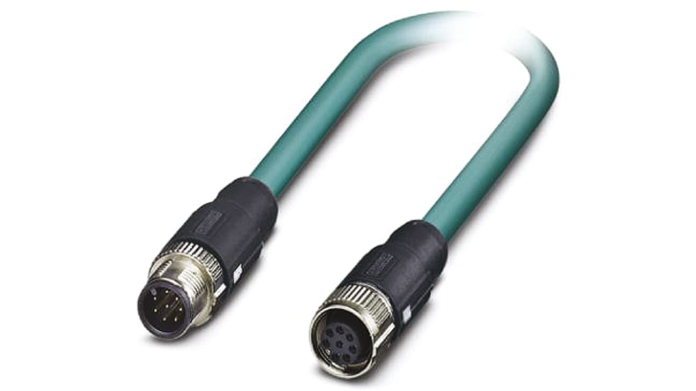 Phoenix Contact Cat5 Straight Female M12 to Straight Male M12 Ethernet Cable, Blue PUR Sheath, 500mm