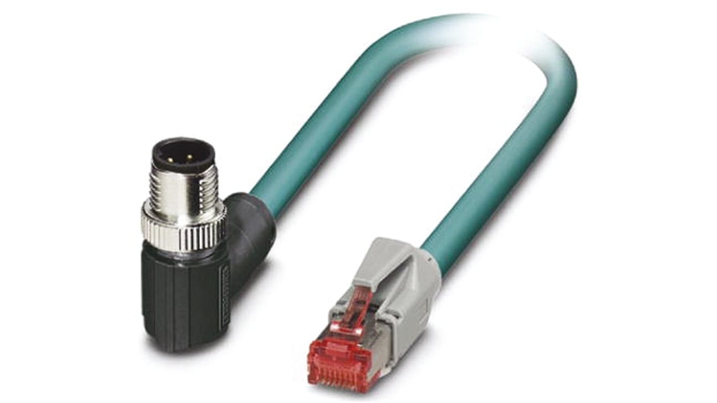 Phoenix Contact NBC-MRD/ 0.5-93E/R4AC SCO US Ethernetkabel Cat.5, 500mm, Blau Patchkabel, A M12 Stecker, B RJ45, PUR