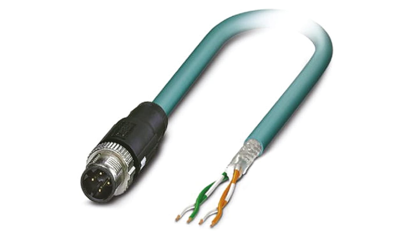 Phoenix Contact NBC-MSD/ 2.0-93E SCO US Ethernetkabel Cat.5, 2m, Blau Patchkabel, A M12 Stecker, B offenes Ende