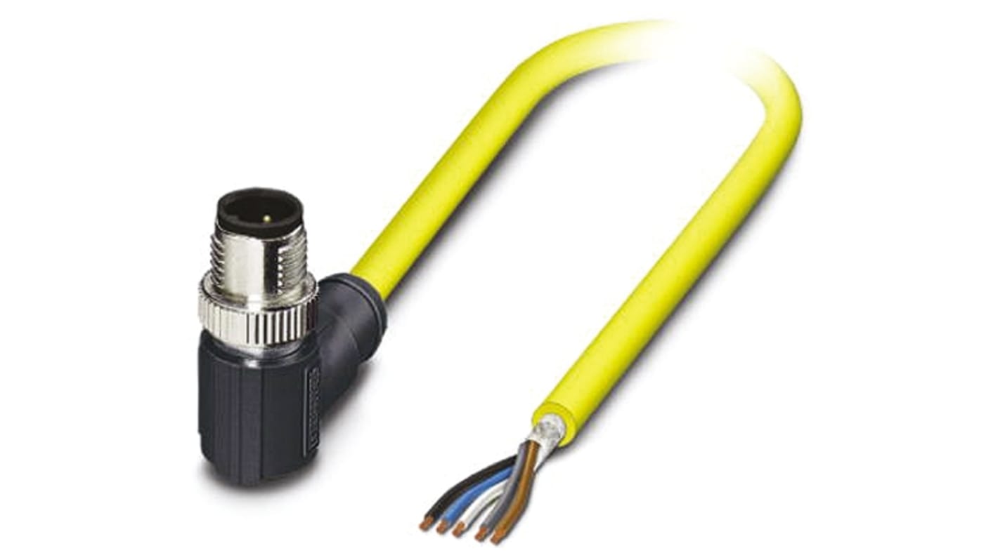 Phoenix Contact Right Angle Male 5 way M12 to Unterminated Sensor Actuator Cable, 5m