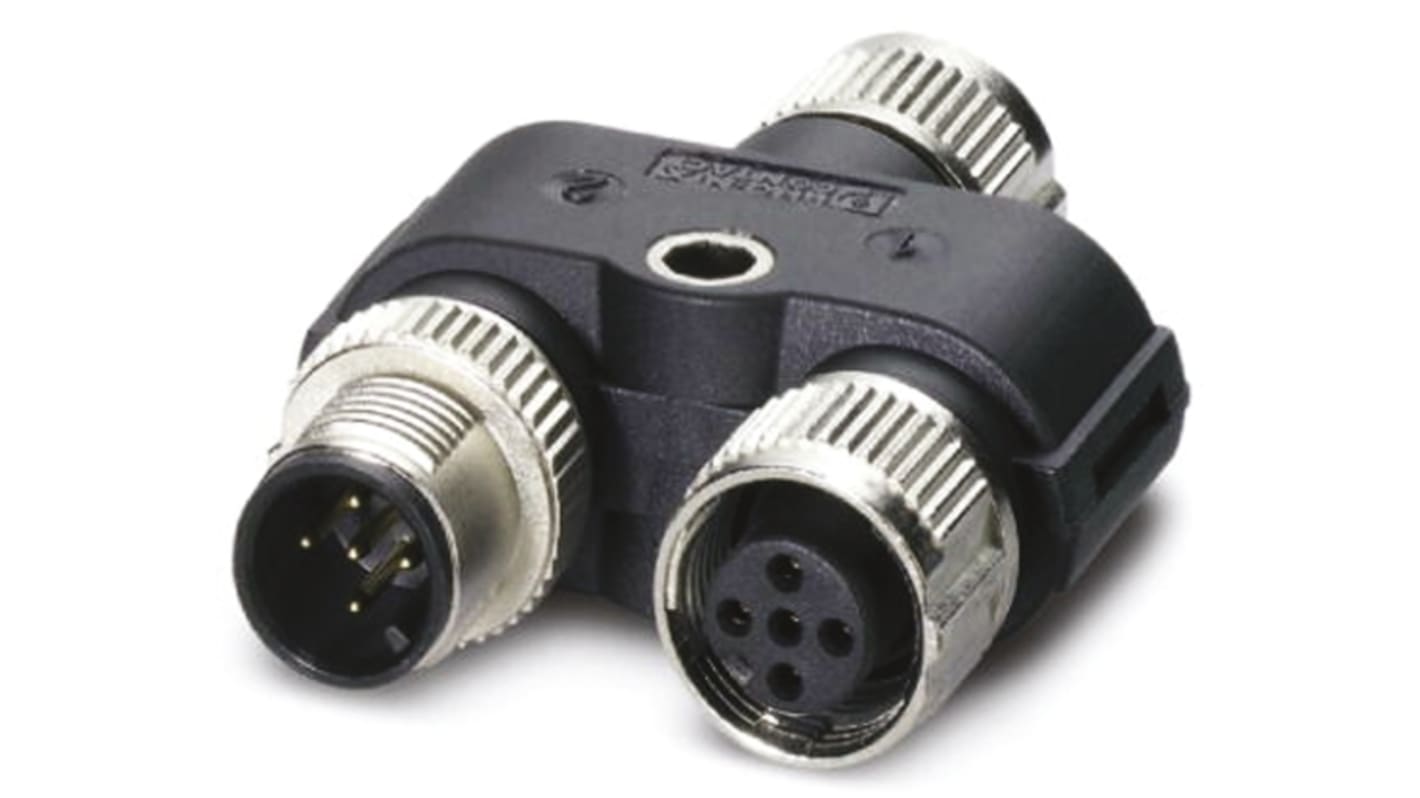 Adaptador conector circular, Phoenix Contact serie SAC-5PY-F/M-F VP SH, de extremo M12 Hembra de 5 contactos, a extremo