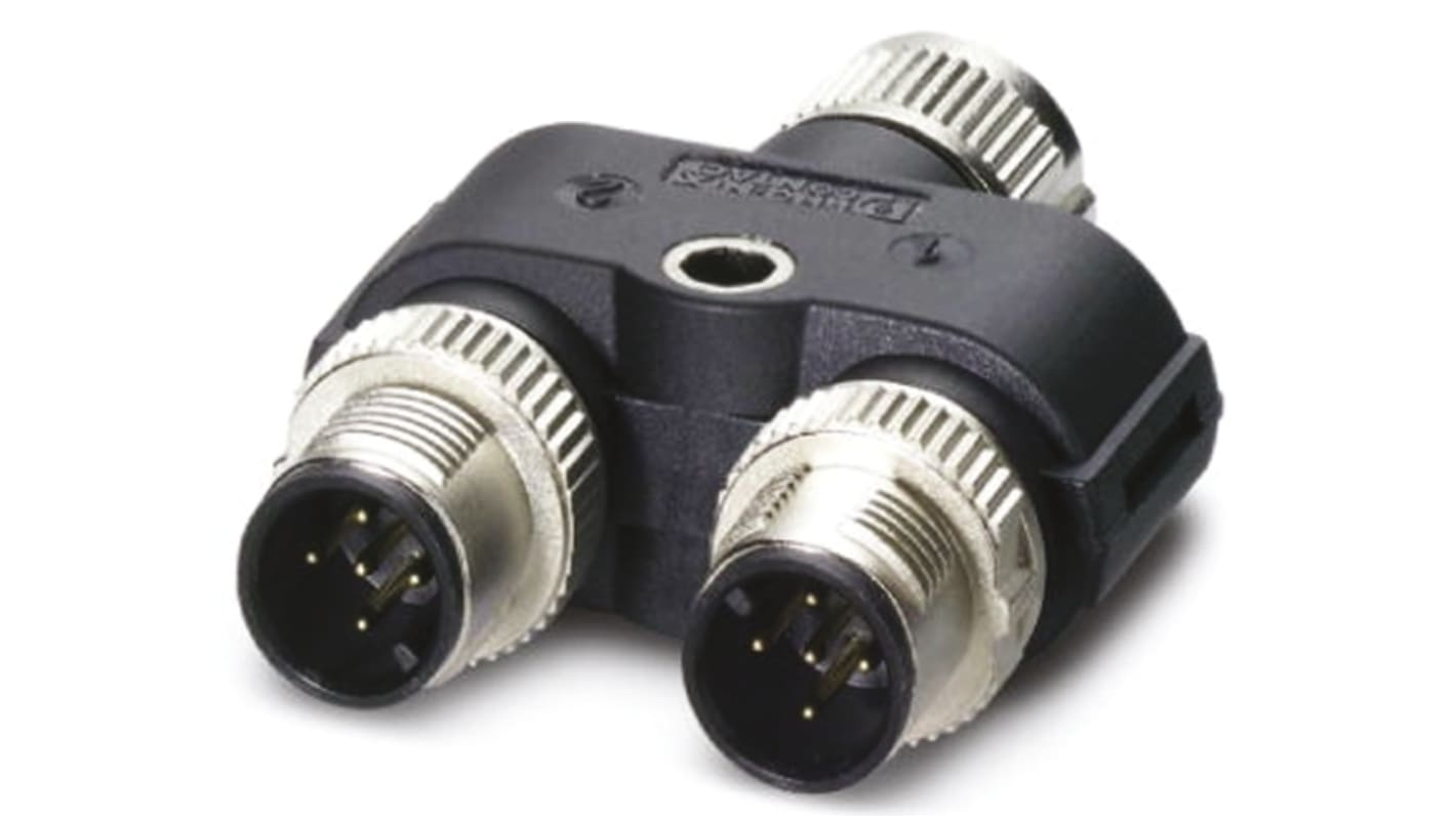 Adaptador conector circular, Ángulo recto Phoenix Contact serie SAC-5PY-F/2XM VP SH, de extremo M12 Hembra de 5