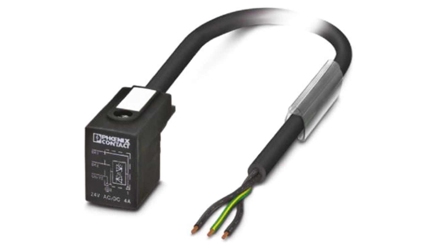 Phoenix Contact Right Angle 3 way DIN 43650 Form B to Unterminated Sensor Actuator Cable, 5m