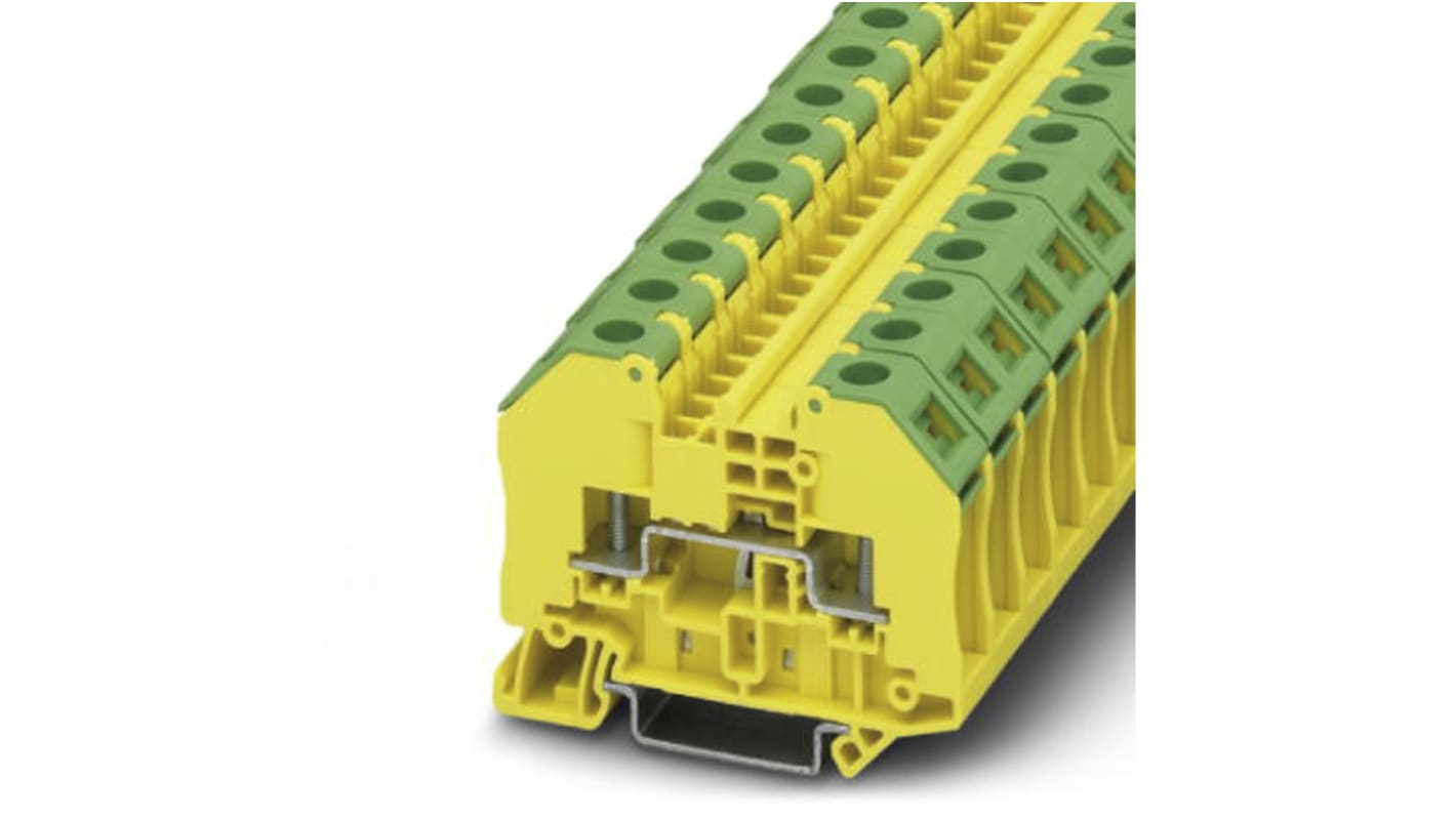 Phoenix Contact RT 3-PE Series Green, Yellow Earth Terminal Block, Single-Level, Bolt Termination