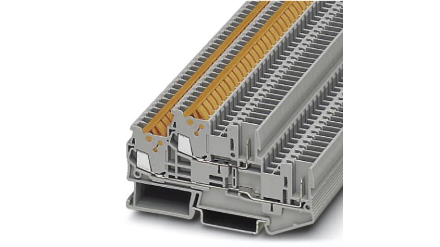 Phoenix Contact QTTC 1.5 Clipline Series Grey Double Level Terminal Block, Double-Level, Plug In Termination