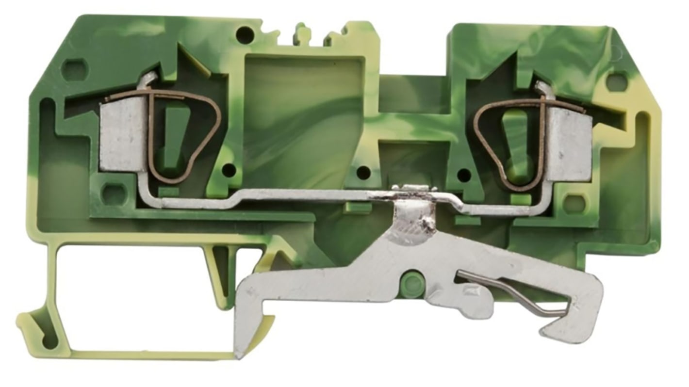 Wago 282 Series Green/Yellow Earth Terminal Block, 6mm², Single-Level, Cage Clamp Termination