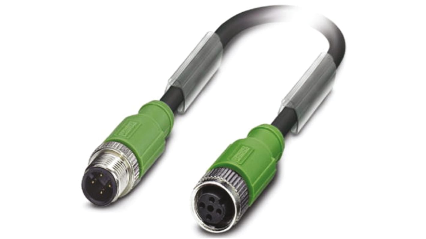 Cable de conexión Phoenix Contact, con. A M12 Hembra, 4 polos, con. B M12 Macho, 4 polos, cod.: A, long. 3m