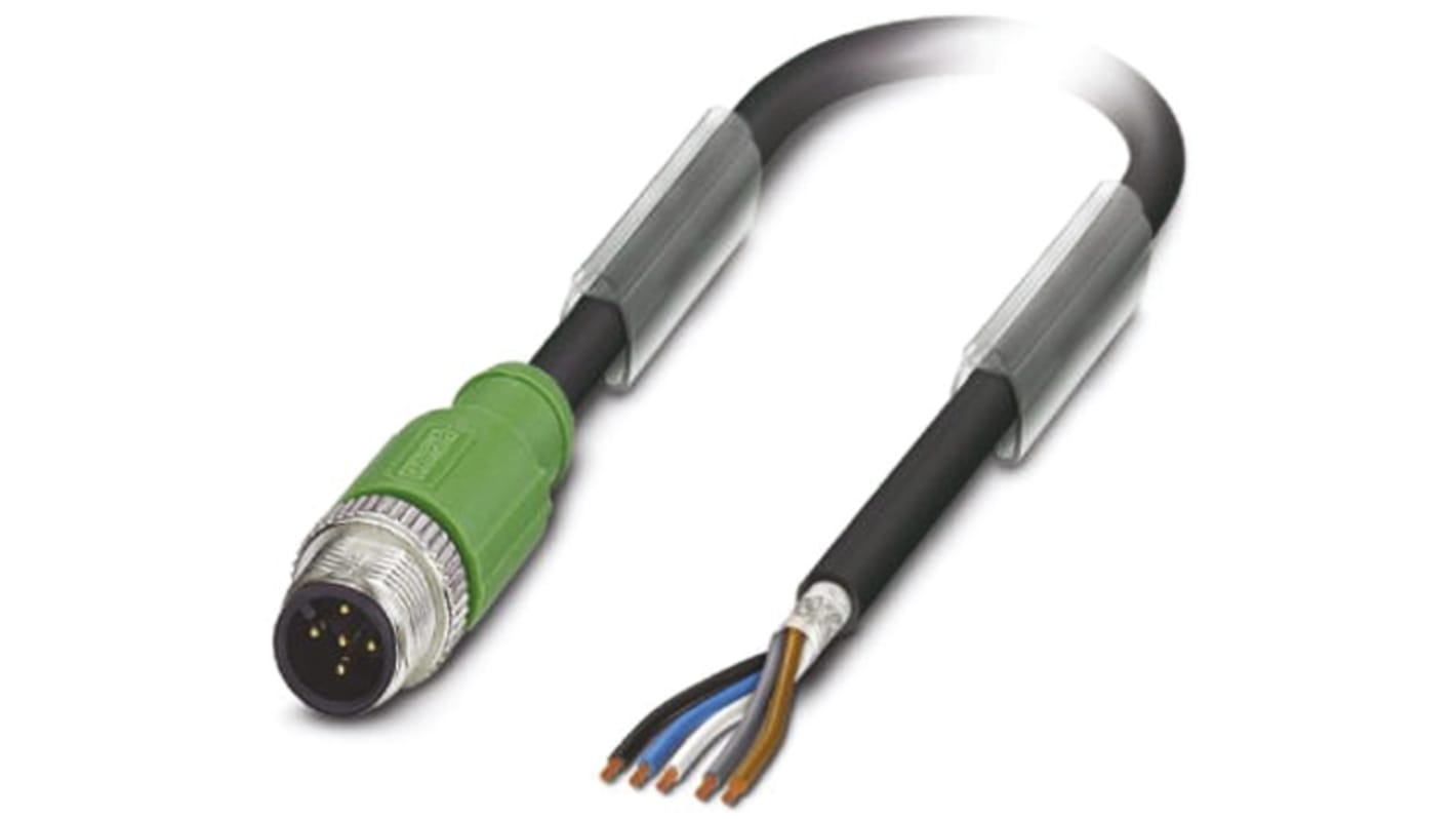 Phoenix Contact SAC-5P-M12MS/10.0-PUR SH konfektioniertes Sensorkabel, Stecker gerade / offenes Ende, Länge 10m