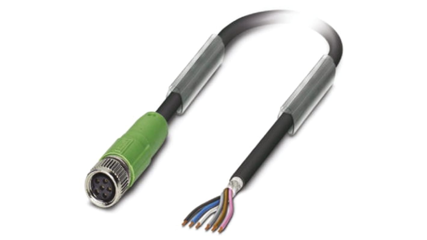 Cable de conexión Phoenix Contact, con. A M8 Hembra, 6 polos, con. B Sin terminación, long. 1.5m, 30 V, 1,5 A, IP65,