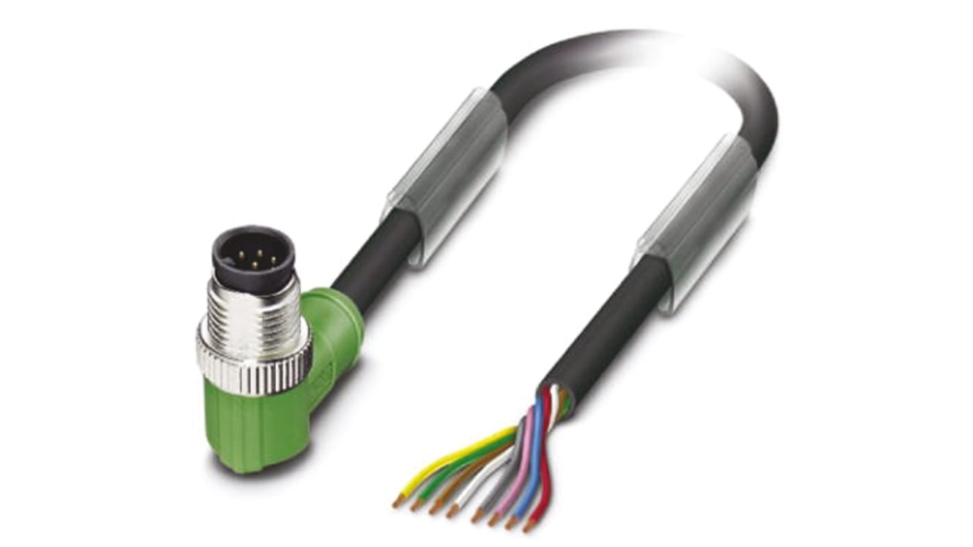 Phoenix Contact Right Angle Male 8 way M12 to Unterminated Sensor Actuator Cable, 1.5m