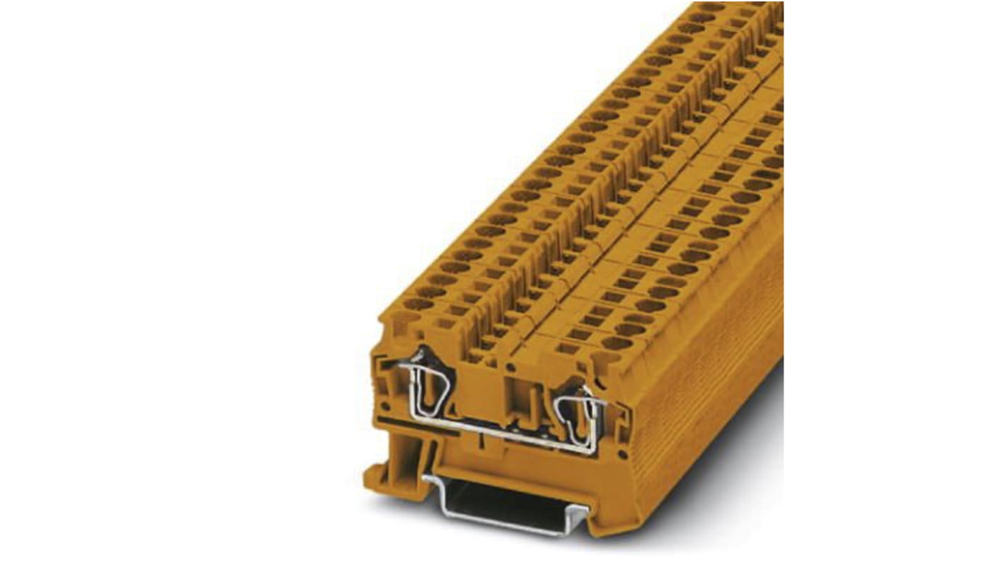 Phoenix Contact ST 4 OG Series Orange Feed Through Terminal Block, Single-Level, Spring Clamp Termination